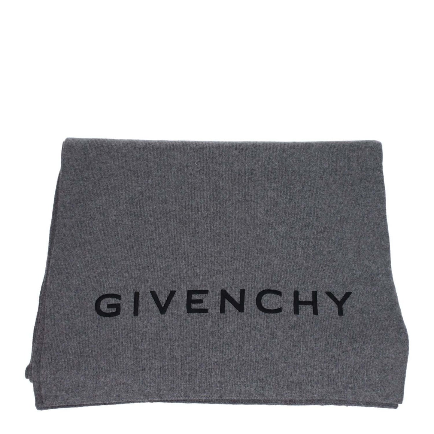 Givenchy Gray Wool Scarf with logo, 70% wool, 30% cashmere, casual style, dimensions 40x180 cm, model BP007RP0H7097.