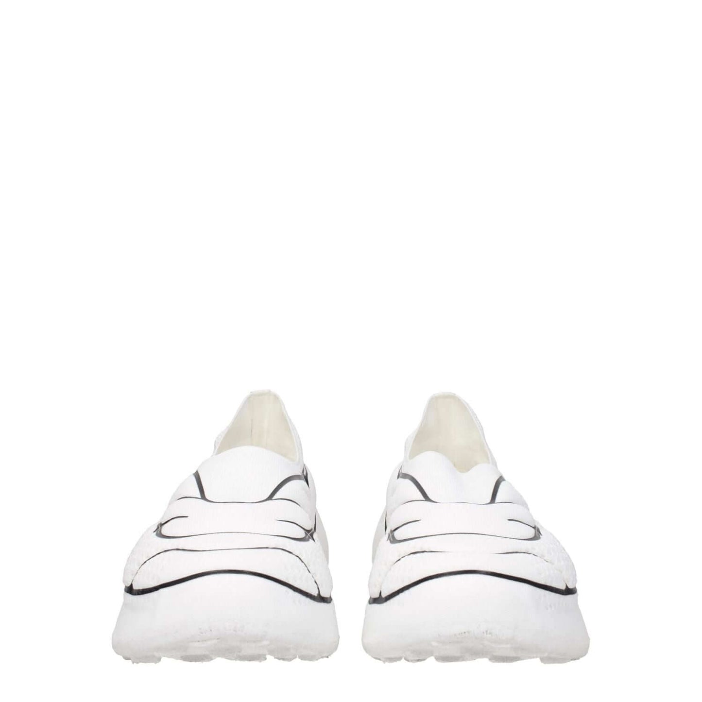 Givenchy White Fabric Low Top Sneakers with side logo and mid heels, round toe, displaying front view in white fabric material.