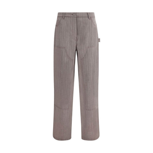 Golden Goose Brown Fleece Wool Casual Pants with mid-rise and utility pockets, crafted from premium virgin wool for a contemporary style.