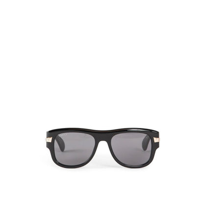 Gucci Black Acetate Sunglasses with shiny black frame and 100% UVA/UVB protection, suitable for men, made in Japan.
