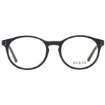 Guess Gray Unisex Glasses Frame, full-rim plastic, round style with demo lenses, includes branded case, size 47-17-140.
