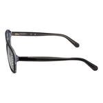 Side view of Guess Gray Women Glasses Frame showcasing full-rim design, grey plastic material, and square style with spring hinge.