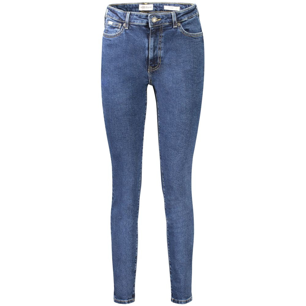 Guess Jeans Blue Cotton Women Jeans with 5-pocket design, perfect fit, and iconic logo for style and comfort.