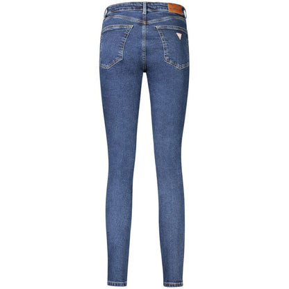Guess Jeans Blue Cotton Women Jeans with iconic logo and 5-pocket skinny design, perfect for style and comfort.