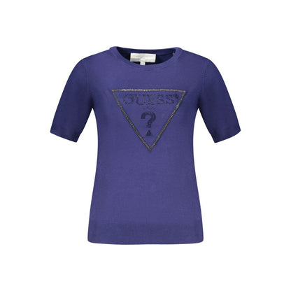 Guess Jeans Blue Viscose Women Sweater with rhinestone embellishments