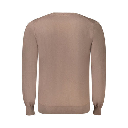 Back view of Guess Jeans Brown Cotton Men Sweater with classic design and crew neck, showcasing comfort and style for men.
