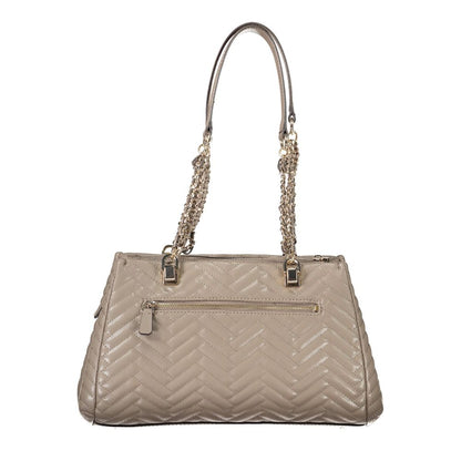 Guess Jeans Brown Polyethylene Women Handbag with chain straps and quilted exterior.