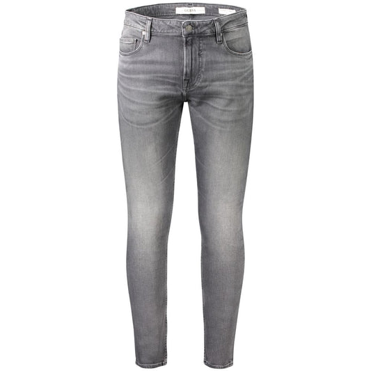 Guess Jeans Gray Cotton Men Jeans - CHRIS SUPER SKINNY with five-pocket design, iconic logo, made from cotton and spandex blend.