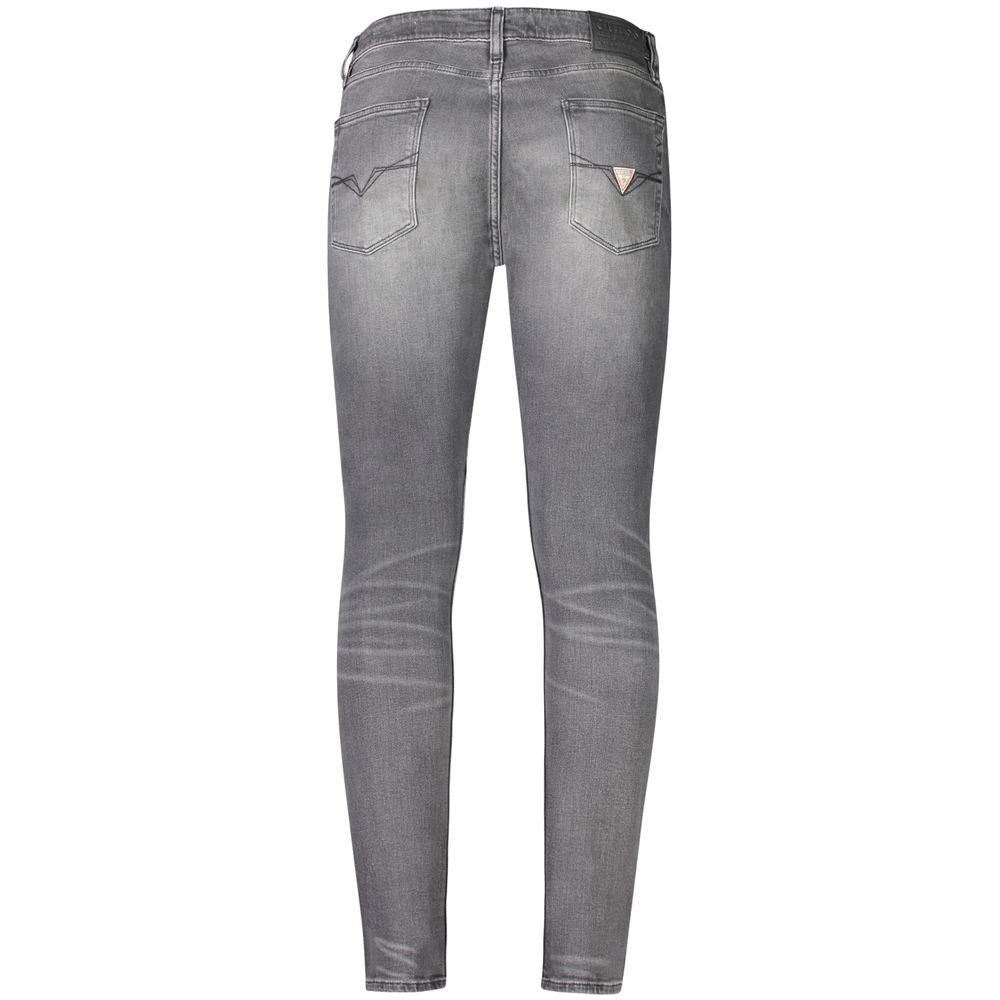 Back view of Guess Jeans Gray Cotton Men Jeans featuring classic five-pocket design and iconic logo for men.