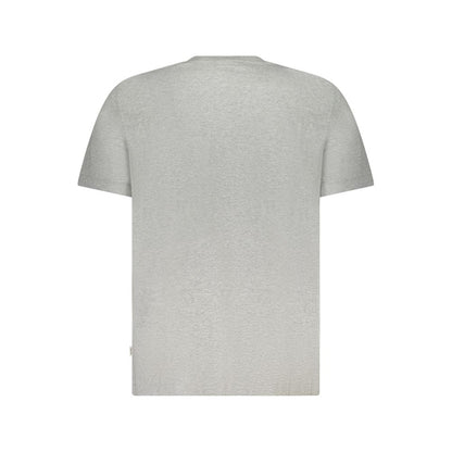 Back view of Guess Jeans Gray Cotton Men T-Shirt, showcasing sleek gray design and comfort.
