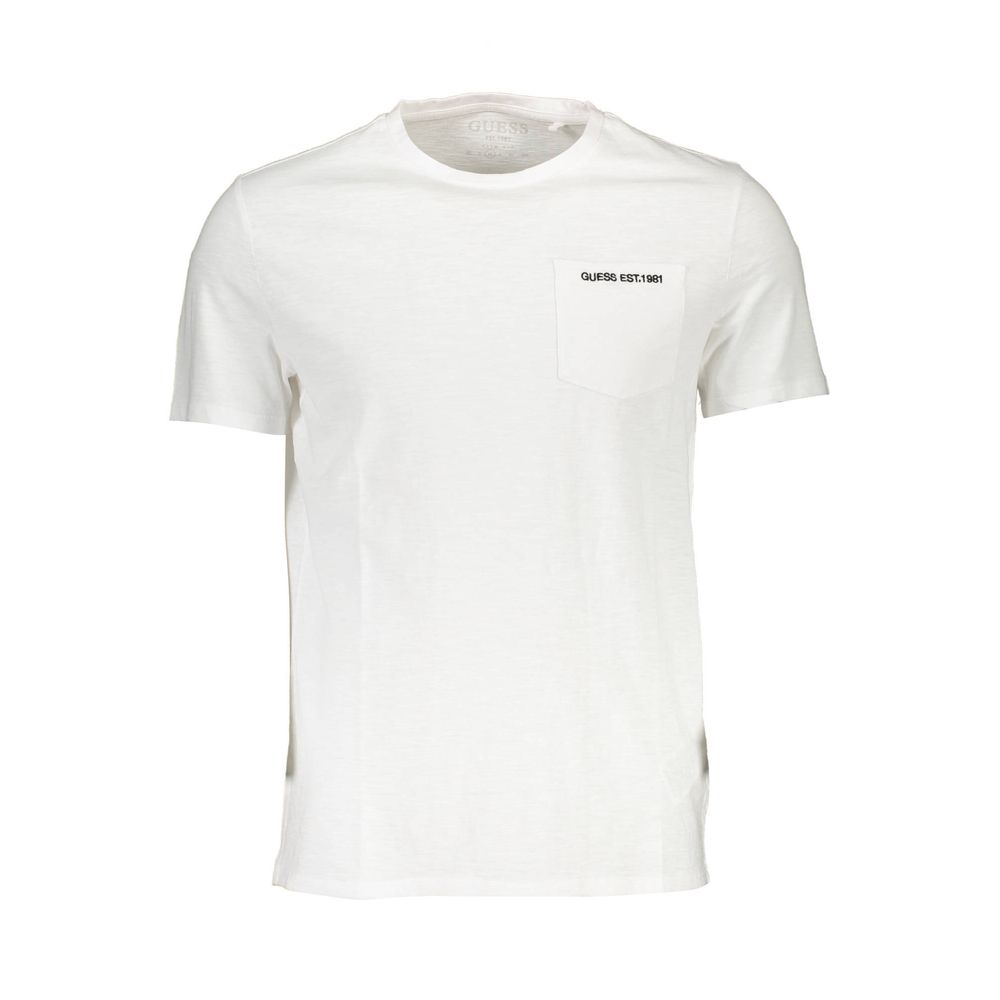 Guess Jeans White Cotton Men T-Shirt with logo, pocket, organic cotton, crew neck, sustainable fashion