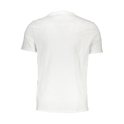 Alt Tag: Back view of Guess Jeans White Cotton Men T-Shirt with organic fabric and crew neck design.