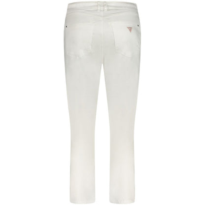 Back view of Guess Jeans White Cotton Women Skinny Jean with 5-pocket design and high-rise cut, adding style and comfort to your wardrobe.