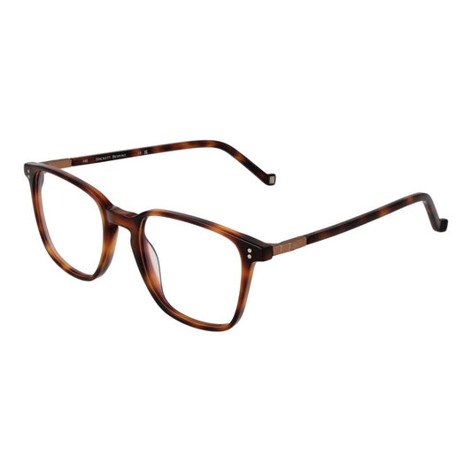 Hackett Brown Plastic Glasses (Frames) with full-rim square design and brown color, suitable for men, includes branded case.