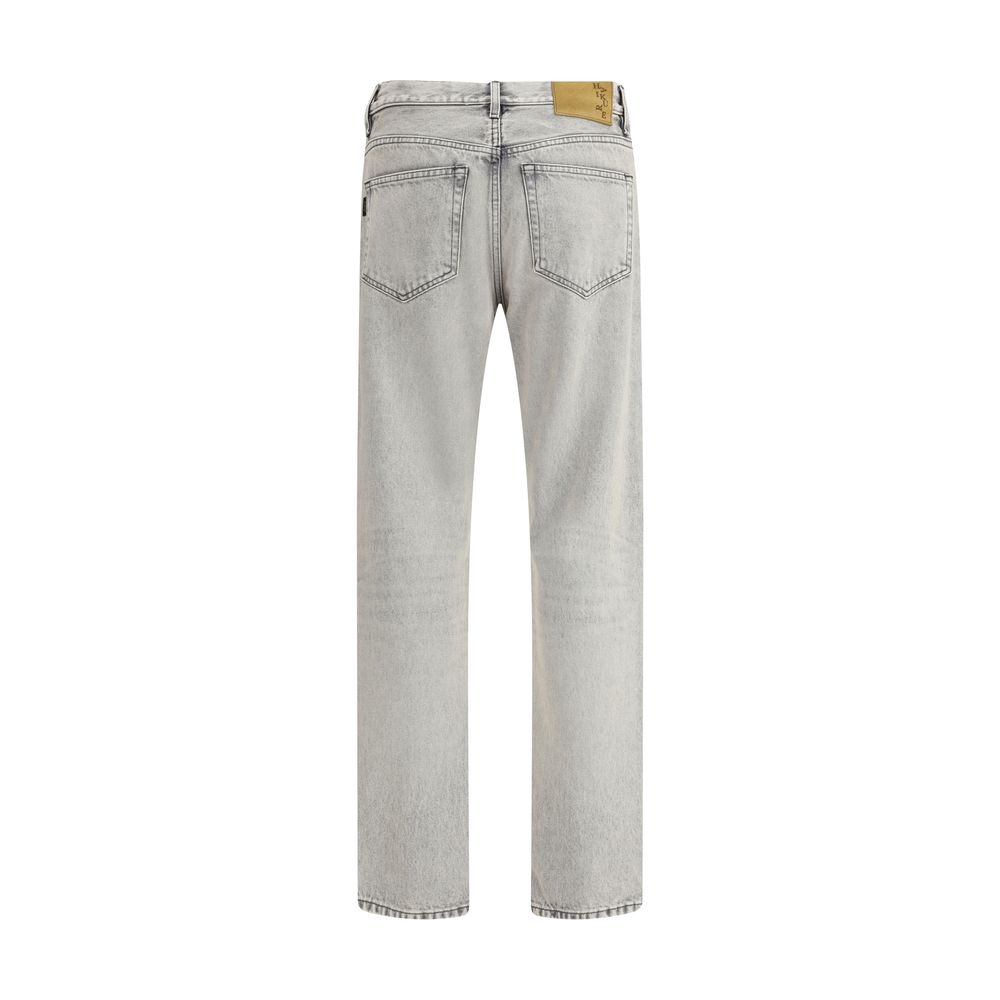 Back view of Haikure Light Blue Cotton Straight-Leg Jeans showcasing straight fit and classic design.