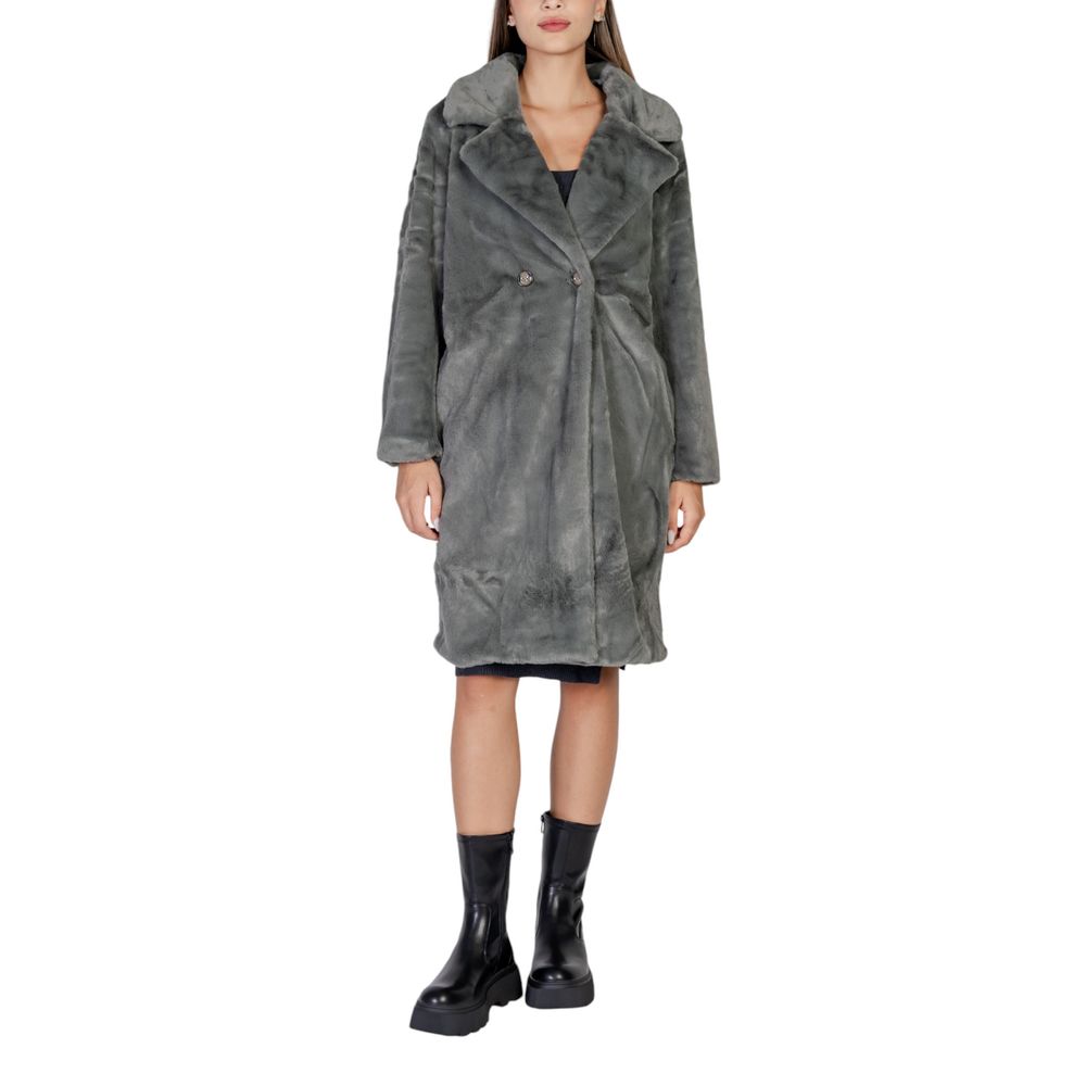 ICHI Black Polyester Coat