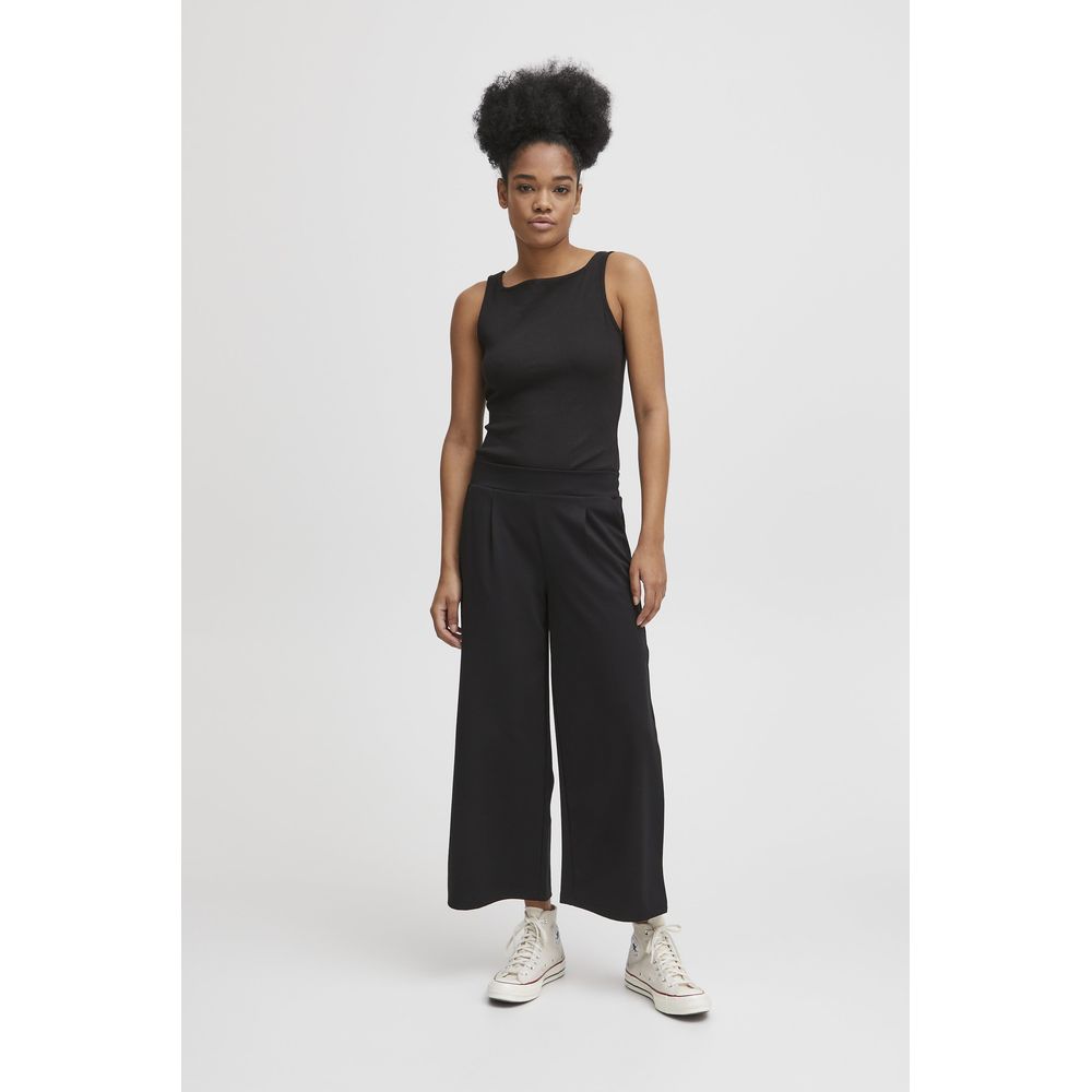ICHI Black Recycled Polyester Flared Pants