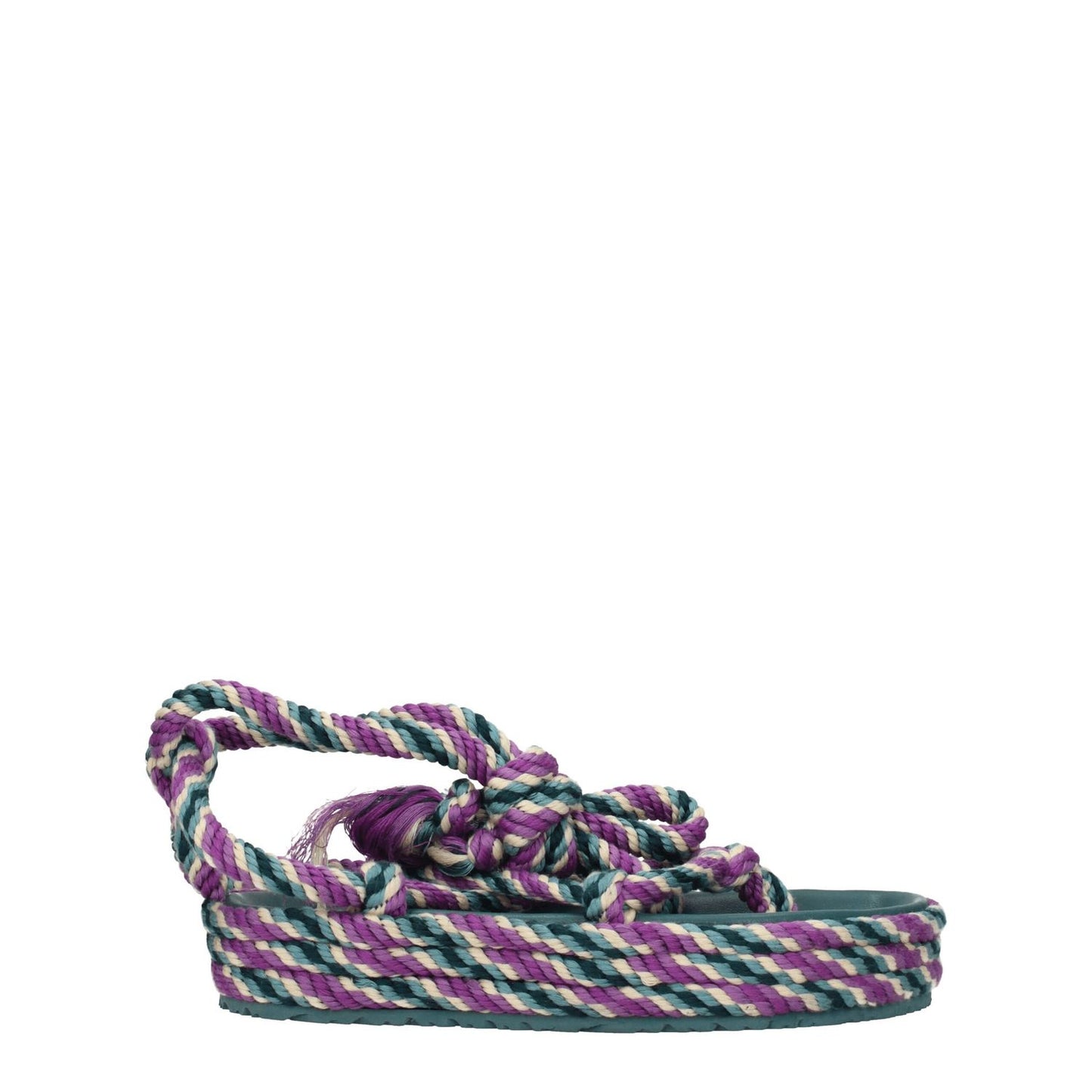 Isabel Marant Multicolor Fabric Flat Sandals with open toe and self-tie closure, mid heels, rubber sole, casual style in vibrant fabric design.
