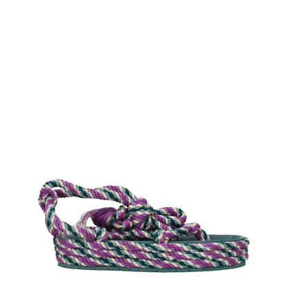 Isabel Marant Multicolor Fabric Flat Sandals with open toe and self-tie closure, mid heels, rubber sole, casual style in vibrant fabric design.