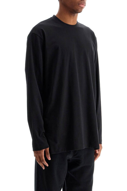 Y-3 long sleeve black cotton t-shirt with men's graphic Topwear Y-3 Black