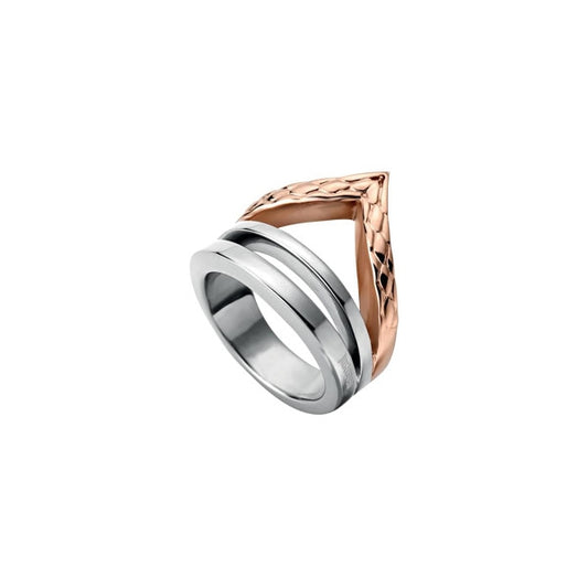 JUST CAVALLI JEWELS JEWELRY Mod. JCRG00110406 stylish two-tone ring with unique geometric design