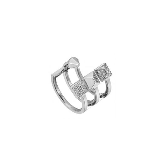 Silver ring from JUST CAVALLI JEWELS JEWELRY Mod. JCRG00170106 collection with geometric designs.