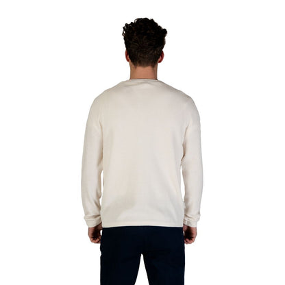 Back view of a man wearing a Jack Jones White Cotton Sweatshirt with crew neck and regular fit