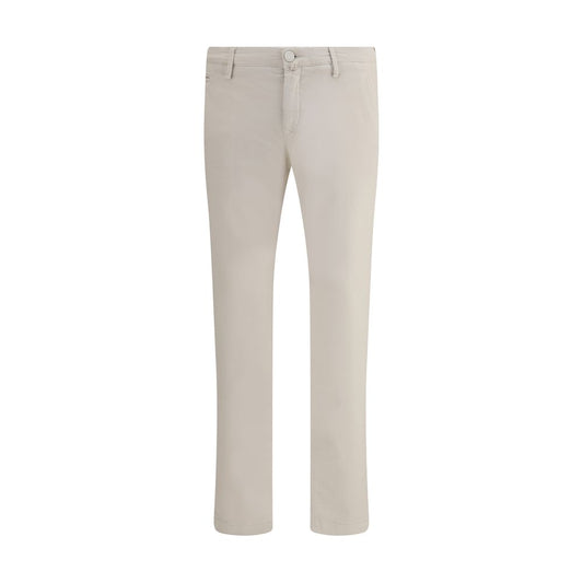 Jacob Cohen Beige Cotton Casual Pants with slim fit and elegant design featuring front zipper, belt loops, and welt pockets, AW25 season.