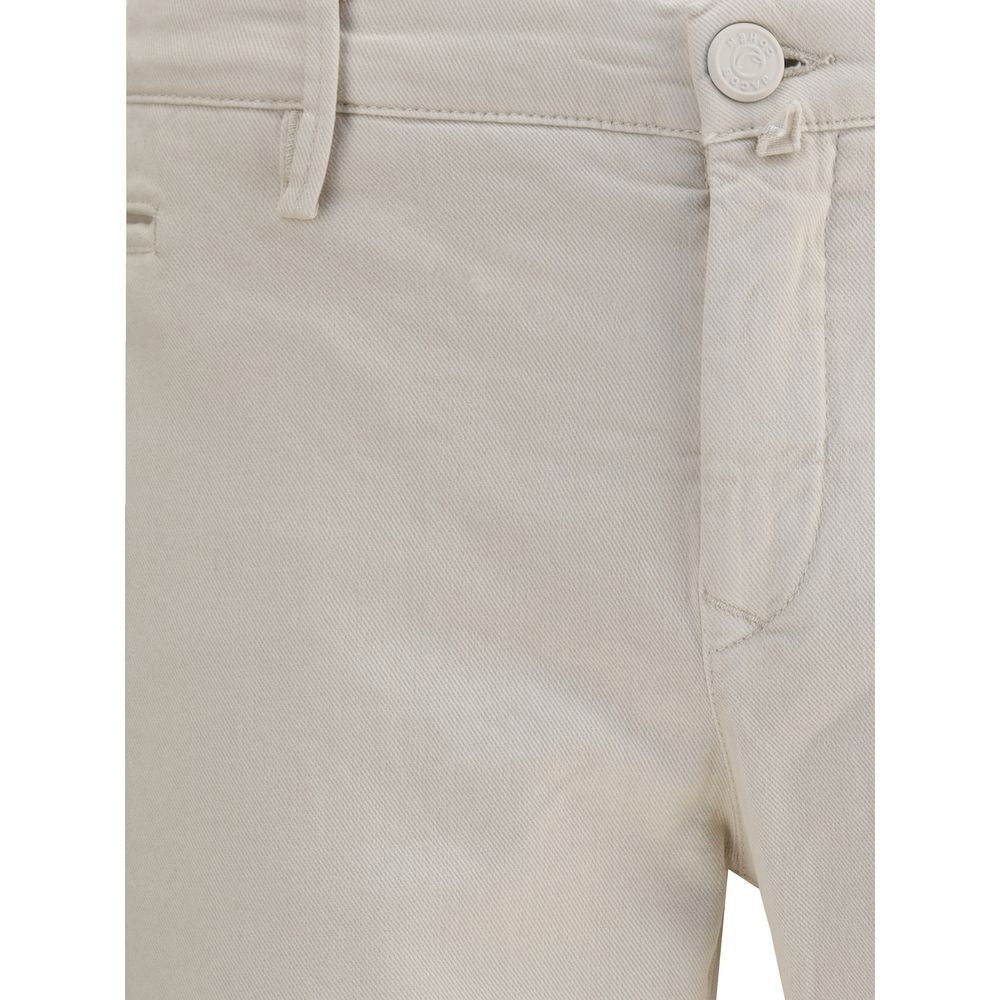 Close-up of Jacob Cohen Beige Cotton Casual Pants detailing front button and waistband design.