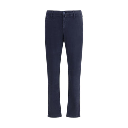 Jacob Cohen Blue Cotton Casual Pants with slim fit, front zipper and button closure, ideal for formal or casual looks, AW25 collection.