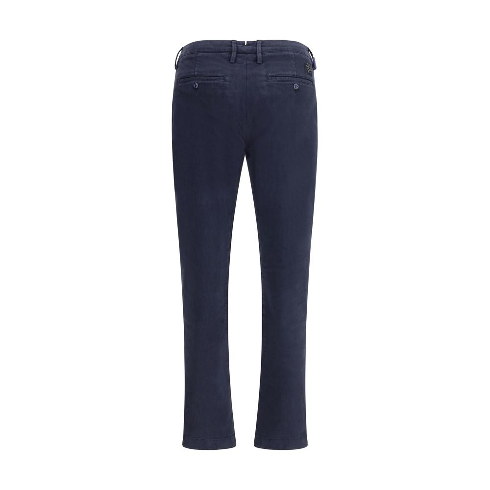 Back view of Jacob Cohen Blue Cotton Casual Pants showcasing slim fit and welt pockets.