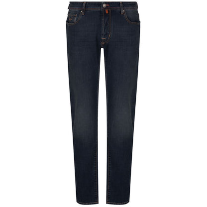 Jacob Cohen Blue Cotton Men Jeans with Orange Stitching