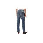 Back view of Jacob Cohen Blue Cotton Men Jeans with Stretch Fit and Embroidered Detail