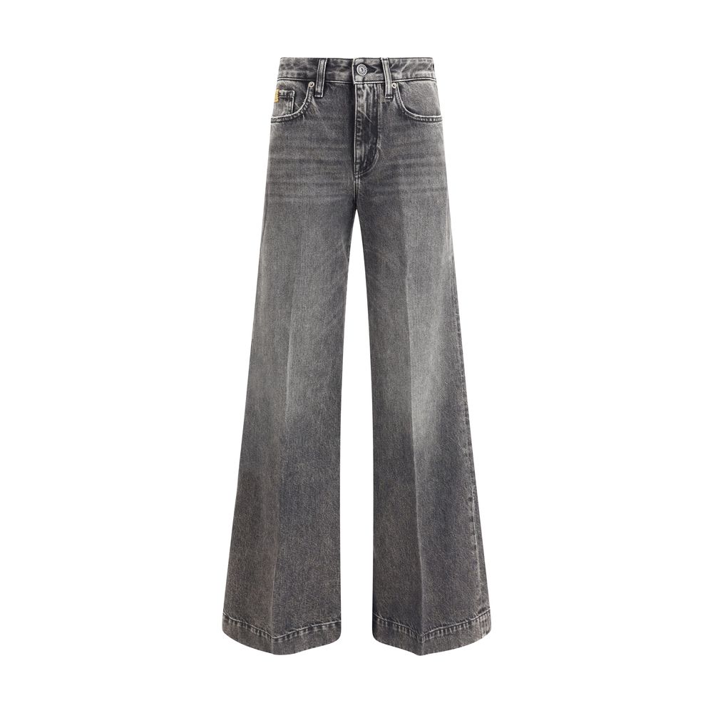 Jacob Cohen Gray Cotton Relaxed Fit Jeans with wide leg and high waist