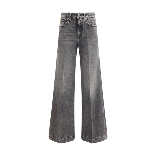 Jacob Cohen Gray Cotton Relaxed Fit Jeans with wide leg and high waist