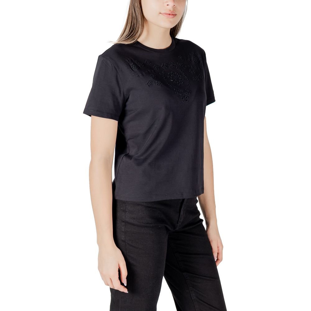 Jacqueline De Yong Black Cotton T-Shirt