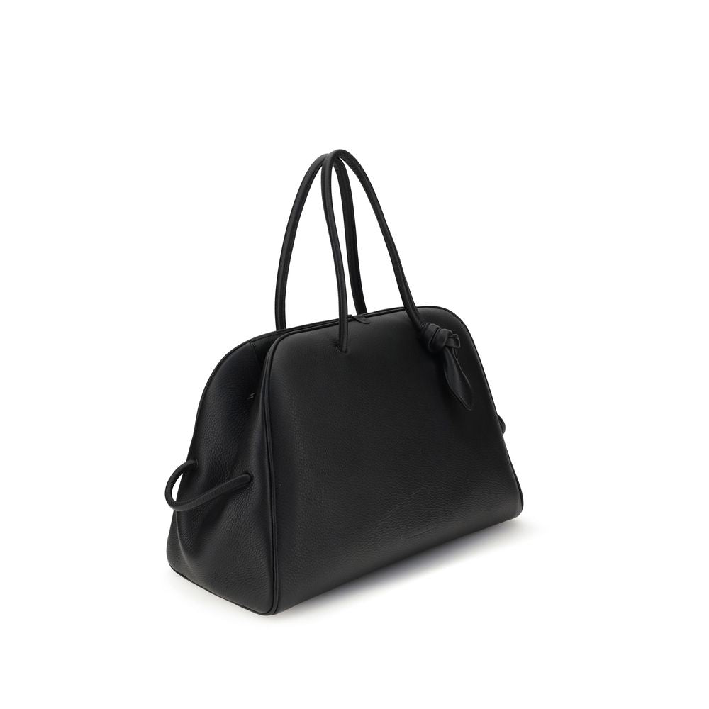 Jacquemus Black Calf Leather Bos Taurus Handbag featuring structured design and bow detail.