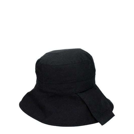 Jacquemus Black Cotton Bucket Hat with vintage effect, casual style, 75% cotton-polyamide composition. MPN: 235AC4485047380.