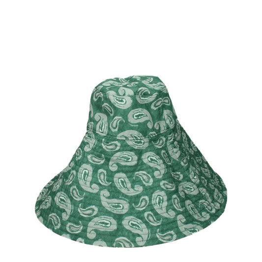 Jacquemus Green Cotton Sunhat with vintage print design, side logo, and unique green pattern. MPN 235AC47413845CQ.