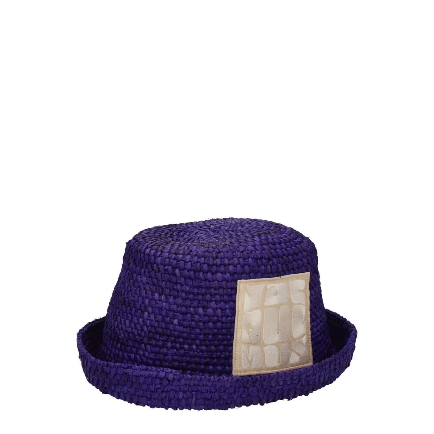 Jacquemus Purple Raffia Hat with front logo, made from 100% raffia in a casual style. MPN: 235AC4505046650.