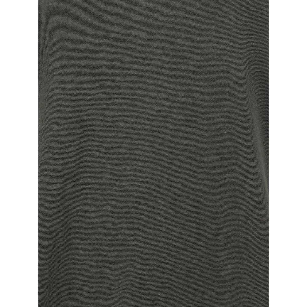 Close-up of fabric texture on James Perse Gray Cotton Sweatshirt with ribbed details, highlighting its soft, comfortable design for casual wear.