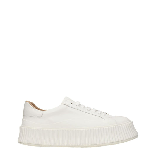 Jil Sander White Leather Platform Sneakers