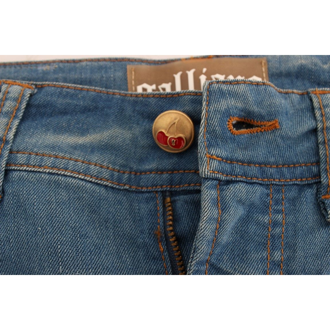 John Galliano Blue Wash Cotton Blend Slim Fit Jeans