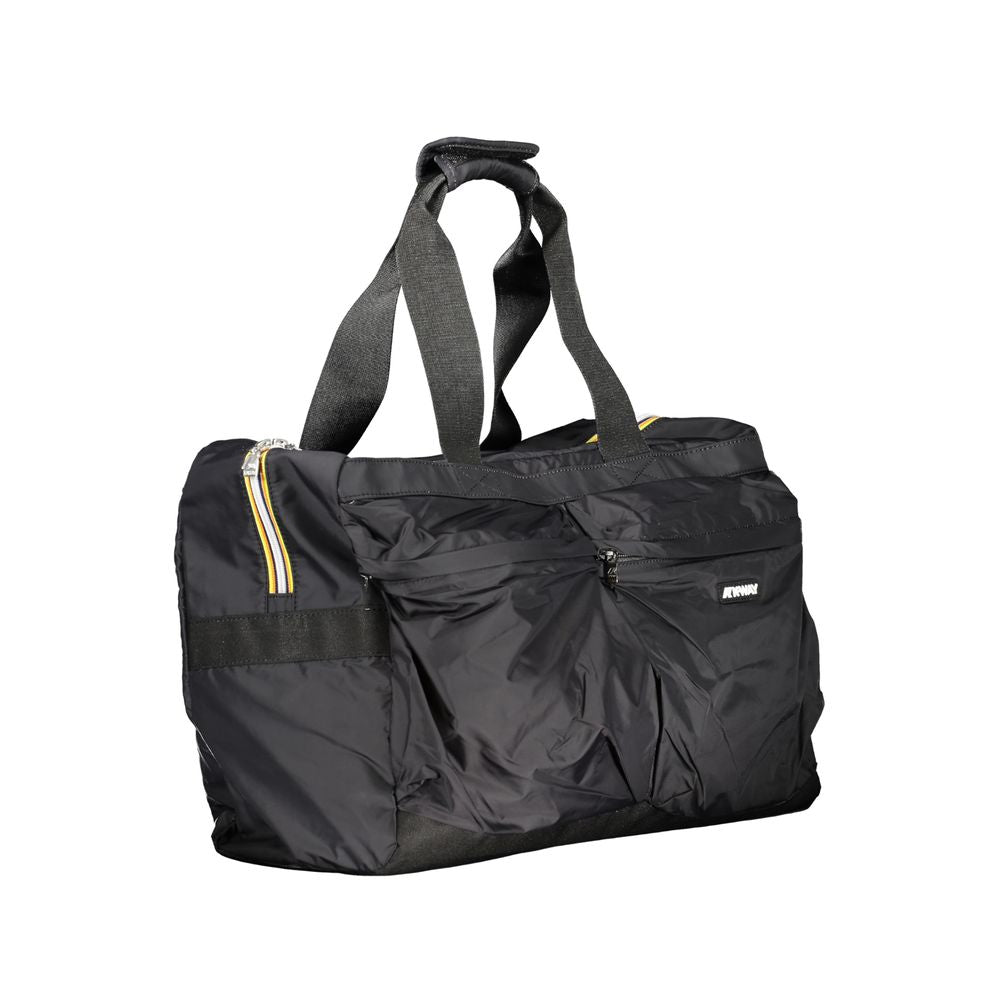 K-WAY Black Polyester Luggage And Travel bag with shoulder handles, multiple pockets, and zip closure.