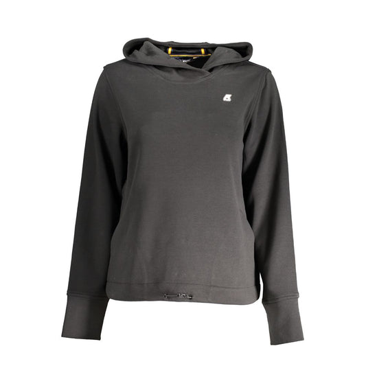 K-WAY Black Polyester Women Sweater with hood and logo, showcasing urban chic style.