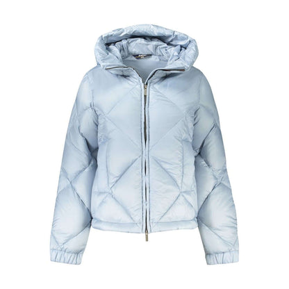 K-WAY Blue Polyester Jackets & Coat with hood, zip, and contrasting details