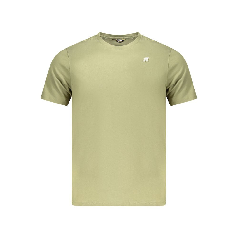 K-WAY Green Cotton Men T-Shirt with crew neck and short sleeves, featuring iconic logo, perfect for modern style enthusiasts.