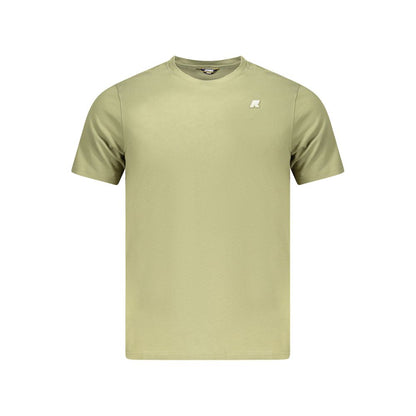 K-WAY Green Cotton Men T-Shirt with crew neck and short sleeves, featuring iconic logo, perfect for modern style enthusiasts.