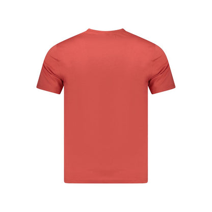 K-WAY Red Cotton Men T-Shirt with crew neck and pocket, showcasing iconic logo, made for style and comfort.