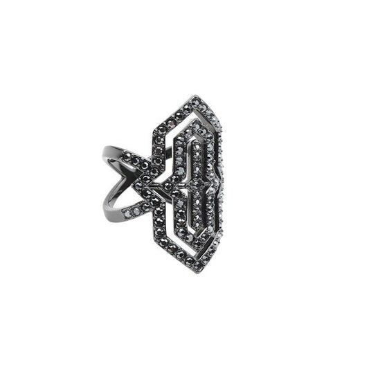 KARL LAGERFELD JEWELS JEWELRY Mod. 5448405 geometric black diamond ring